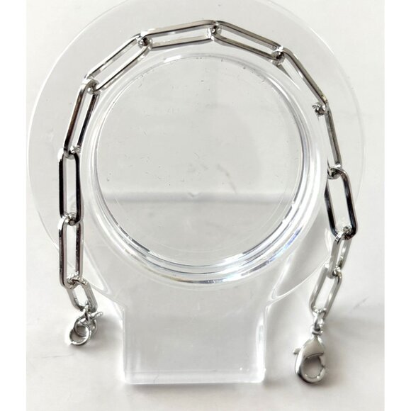 Silver Chain Link Bracelet With Lobster Clasp & Adjustable Extender - Picture 1 of 4